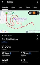 Garmin running data from Khao Kradong
