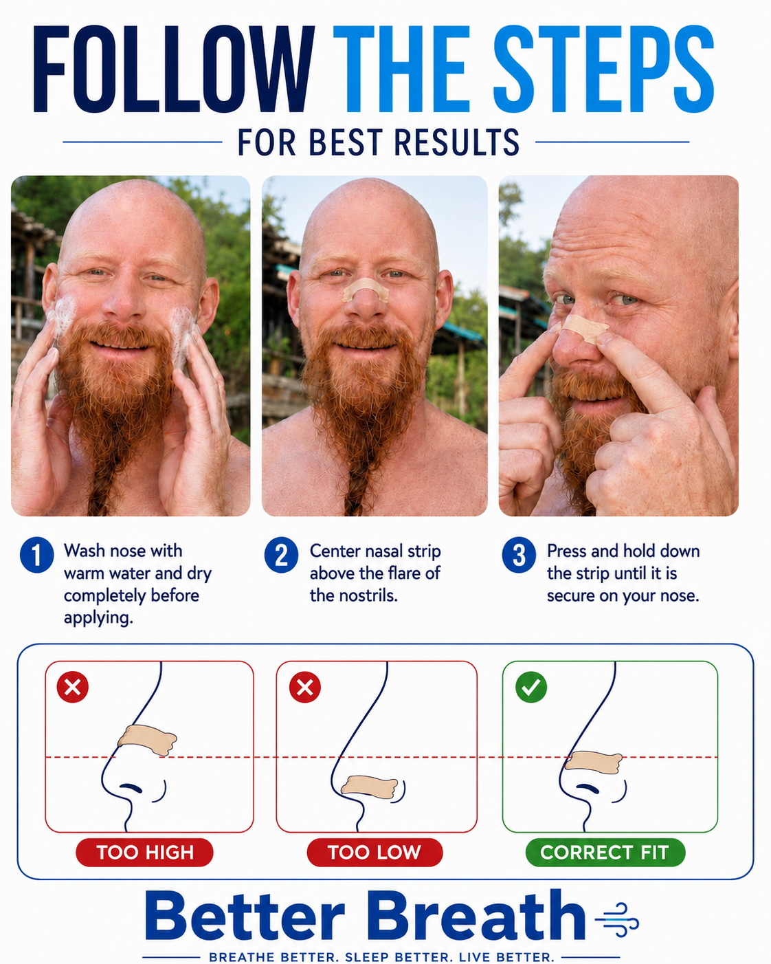 How to apply a Better Breath nasal strip correctly before running
