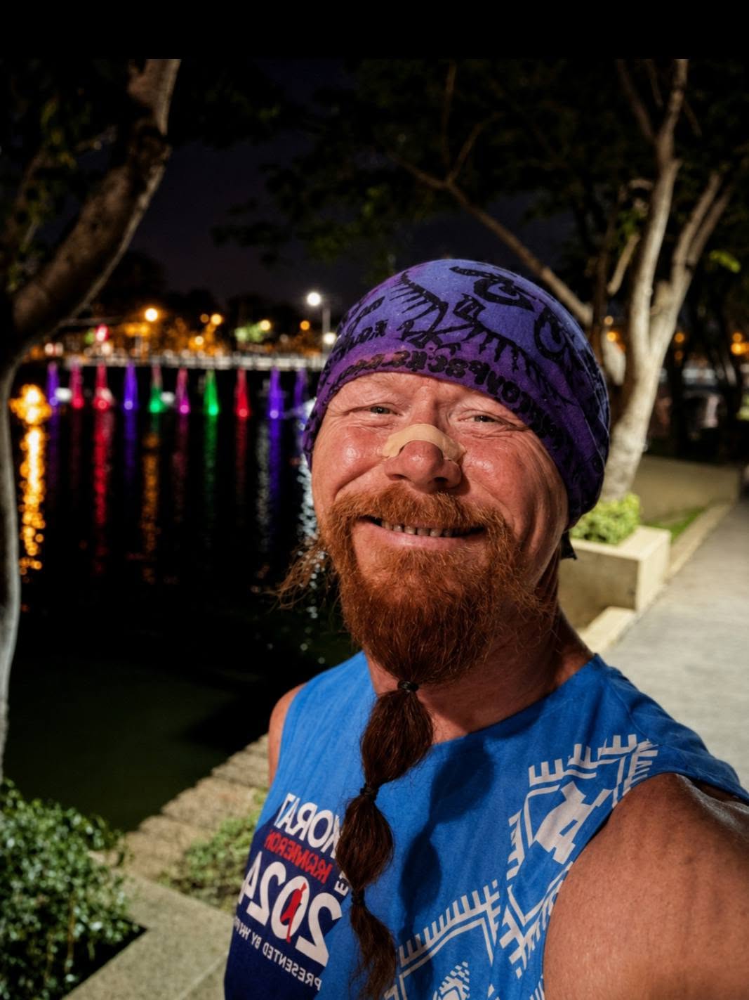 Mister Finn wearing a nasal strip during running in Thailand